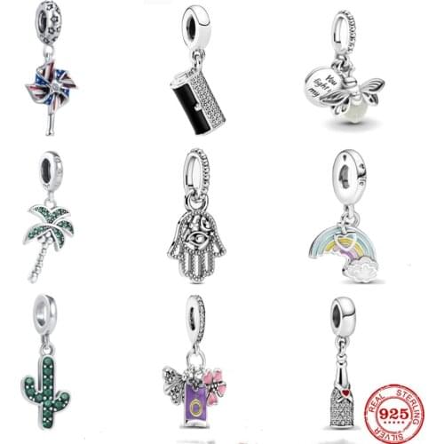 New Hot Firefly Sandwich Mandala Rainbow Wineglass Fit 925 Silver Pandora Original Bracelet Charm Bead For Women DIY Jewelry
