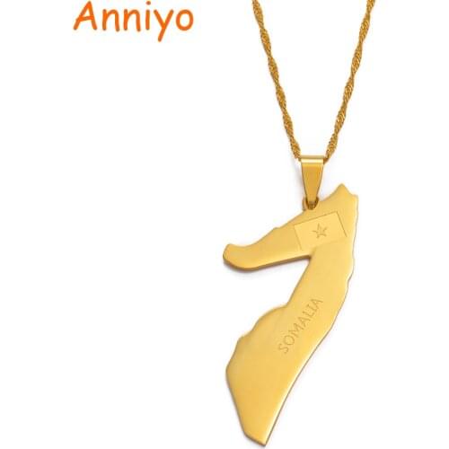 Anniyo Somalia Map Thin Necklace Gold Color Jewelry Soomaaliya Pendant Country Maps #003221