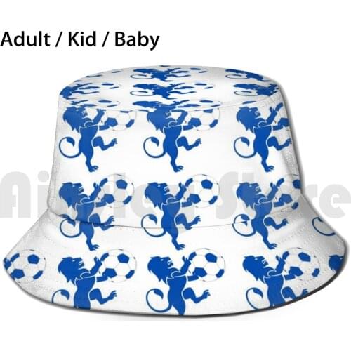 Blues Football Bucket Hat Adult kid baby Beach Sun Hats Cover Blues Washable Reusable Adults White