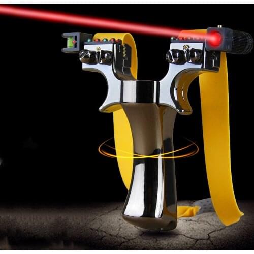 Laser Aiming Slingshot Equipped With Level Instrument For Outdoor Sports Hunting Using High Power Slingshot Catapult New 2020