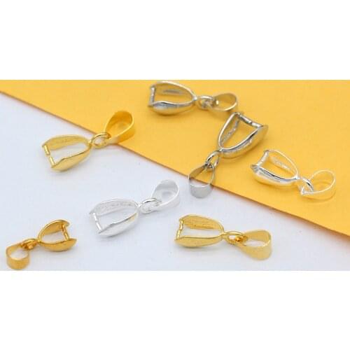 14/18/20mm gold/silver Crystal beads Pendant drop Bail Connector Bale Pinch Clasp Findings Rope Chain Seeds Buckle for Necklace