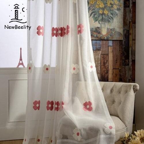 Modern Curtains for Living Dining Room Bedroom Three-dimensional Embroidery Tulle Texture Tulle Wild Multicolor Flowers