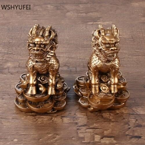 Chinese Style Resin Kirin Decoration Home Desktop Office Wine Cabinet Art Exquisite Ornaments Car Jewelry Crafts Accessories