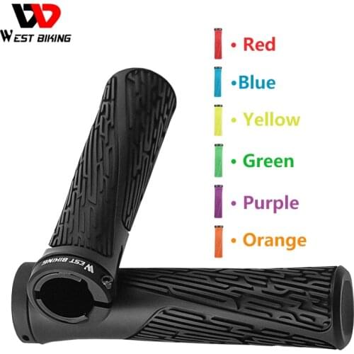 WEST BIKING Rubber Bicycle Grips Cozy BMX Grip Anti-skid MTB Handle Aluminum Alloy Lock Cuffs Cycling Handlebar Bike Accessories