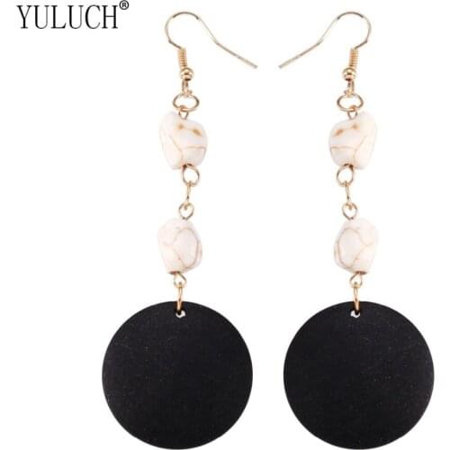 YULUCH 2018 New Novelty Stone & Wood Pendant Earrings For Women Party Special Gifts Art Luxury Simple Earrings For Girls D006