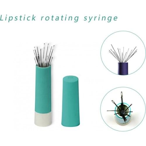 1pc flower syringe lipstick type rotatable needle storage snap-in candy color household sewing tools accessories