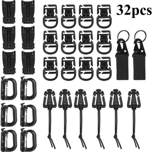 22/32/42pcs Outdoor EDC Tactical Molle Backpack Buckle Tools Attachment Locking Carabiners for Hunting