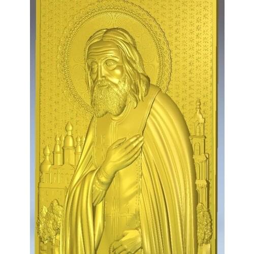 3d Icona_Seraphim_Sorovckiy relief for cnc in STL file format