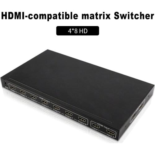 4x8 HD 4K 2K HDMI-compatible Matrix Switch Splitter 3D 1080P 4 Input 8 Output HDCP HDMI-compatible Converter Adapter For PC PS3