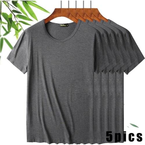 5 Pack Breathable White Undershirts For Men 95% Bamboo Fiber Soft Underwear Round Neck Ropa Interior Hombre Gray Black Summer