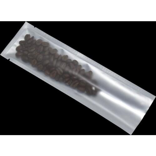 6.5*22cm Open Top Translucent Plastic Packing Pouches Heat Sealable Pure Aluminum Foil Package Bags for Coffee Bean Powder Pack