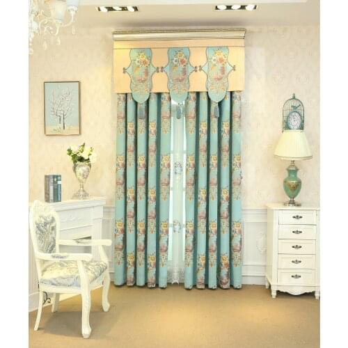 American Aesthetic Romantic Emerald Green Chenille Jacquard Semi- Blackout Curtain for Living Room and Bedroom Custom Curtains