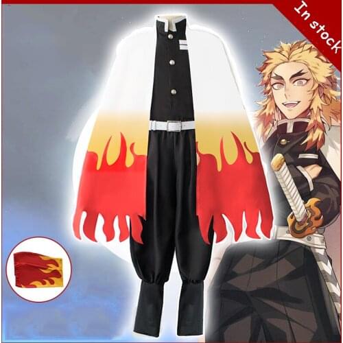 Anime Comic Demon Slayer Kimetsu No Yaiba Cosplay Costumes Rengoku Shinjurou Cosplay Costume Long Cloak Men Kimono Kendo suit