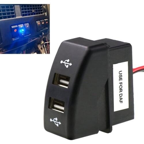 Car Dual USB Charger 5V 2.1A Car USB Power Socket Car Accessories for DAF Truck DAF 95 XF XF 106 105 95 CF