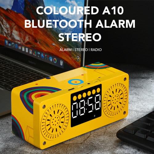 Portable Wireless Bluetooth Speakers LED Display Dual Alarm Clock Dual Units FM Radio USB Port Bass Speaker Support TF AUX