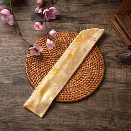 Hand Fan Cover Bag Vintage Embroidery Floral Handheld Folding Fan Sleeve Pouch M17D