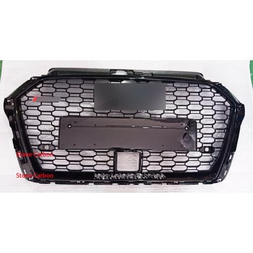 RS3 Honeycomb Grille Black ACC Grill Chrome Rings For Audi A3 S3 2017 17 2018 18 2019 19 2020 20
