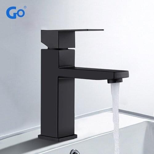 Black Square Bathroom Sink Faucet Single Handle Basin Faucet Wash Tap Bathroom Toilet Deck Mounted Basin Tap
