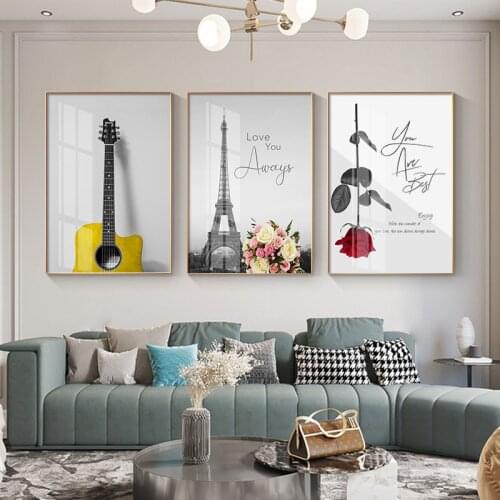 Spray Color City Landscape Architecture Plant Flower Rose Canvas Painting Wall Frameless Picture Poster Living Room Decoration