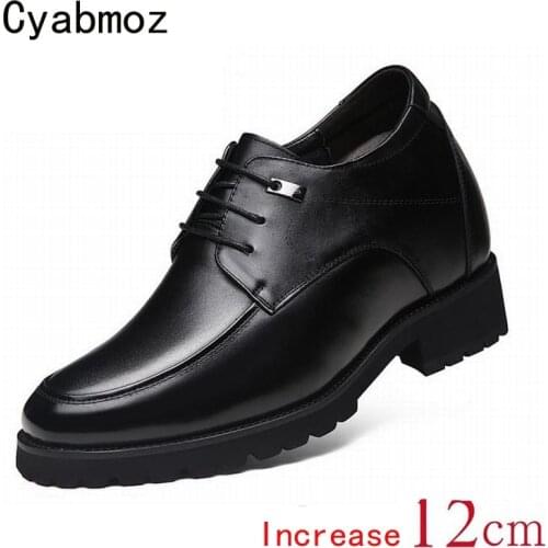 Cyabmoz Men Genuine Leather Height Increasing Elevator Shoes Increase Mens Height 12CM 8CM Invisibly Business Wedding Man Shoes