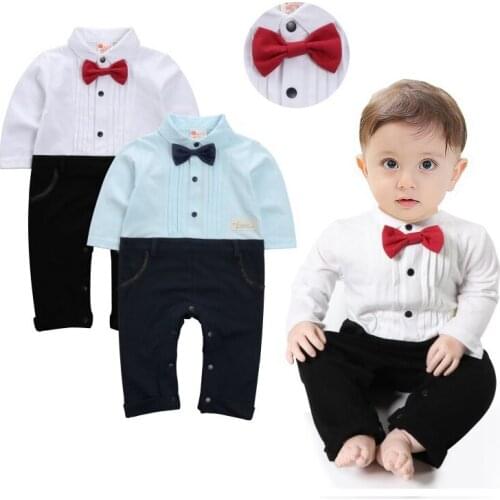 Baby Boy Clothes Romper Toddler Clothing Bowtie Polo Shirt Baby Clothing Gentleman Babywear Half Cardigan Newborn Clothes Infant