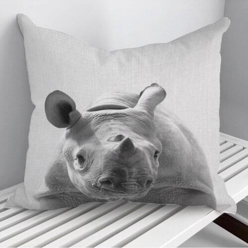 Baby Rhino BW Throw Pillows Cushion Cover On Sofa Home Decor 45*45cm 40*40cm Gift Pillowcase Cojines Dropshipping