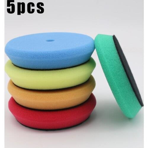 5Pcs 3inch 100mm Car Polishing Disc Buffing Waxing Pad Sponge Polishing Foam Pads For RO/DA Car Polisher Drill Adapter