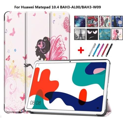For Huawei MatePad 10.4 10 4 Case Cover BAH3-W09 AL00 Butterfly Girl Painted PU Leather Stand for Huawei Mate Pad 10.4 Tablet