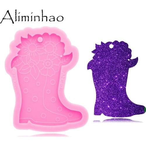 DY0568 Shiny Boots Keychain Mould Shoes Silicone Epoxy Resin Mold Necklace Jewellery Making