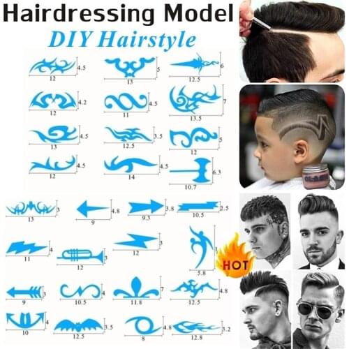 Hot 16Pcs/Pack Hair Styling Tattoo Template Stencil DIY Hairdressing Model Trimmer Salon Barber Styling Tools
