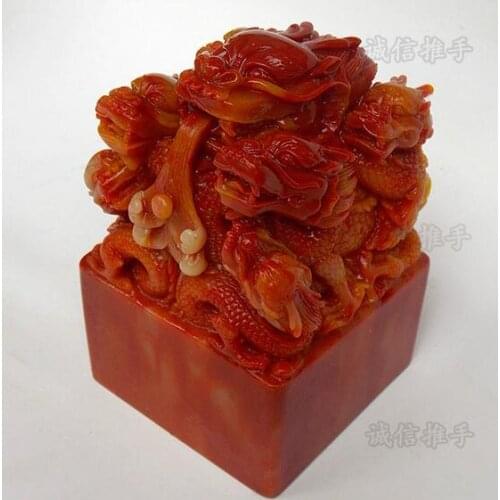 Huang Yuxi Seal Dragon Decoration Gift Large Customized Dragon Seal Name Engraved Dragon Shaped Seal Printed Jade Seal Gift