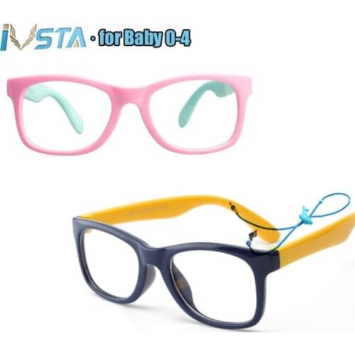 IVSTA Baby Glasses 0-4 Years Kids Children Square TR90 Flexible Square Girls Optical Frames Boys Myopia Amblyopia Prescription