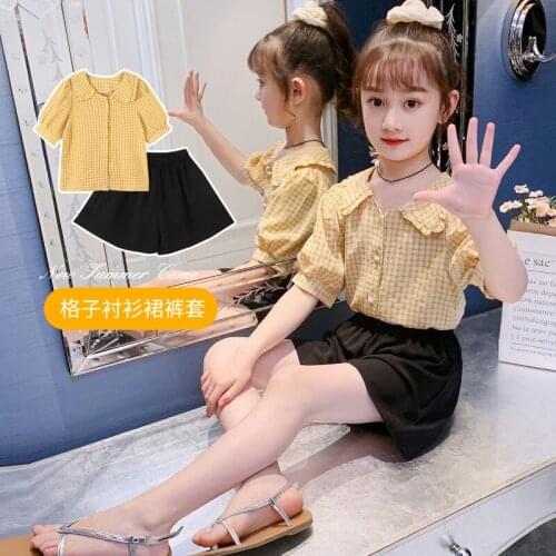 2Pcs Children Girls dress suit Summer Kids girl Maple Off Shoulder Tops+ Short Skirt Teenager Girls Outfits for 2-12 Years