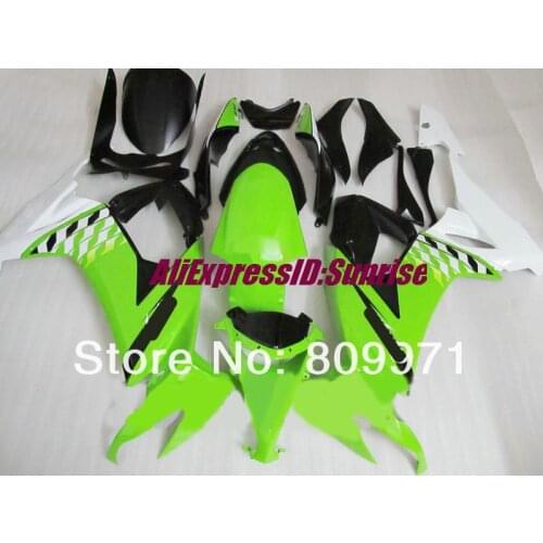 Custom Motorcycle Fairing kit for KAWASAKI Ninja ZX10R 08 09 10 ZX-10R ZX 10R 2008 2009 2010 White green Fairings set+Gifts