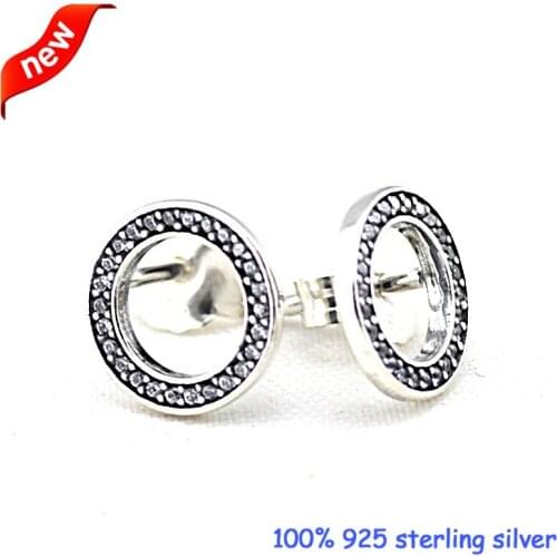 Forever Round Stud Earrings With CZ 100% 925 Sterling Silver Earrings DIY Wholesale 09E038