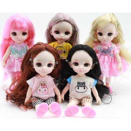 New 2020 BJD 16cm 1/12 Baby Doll With Clothes 13 Moveable Jointed Dolls Toys For Children Handmade Beautiful Dress Girls Gift