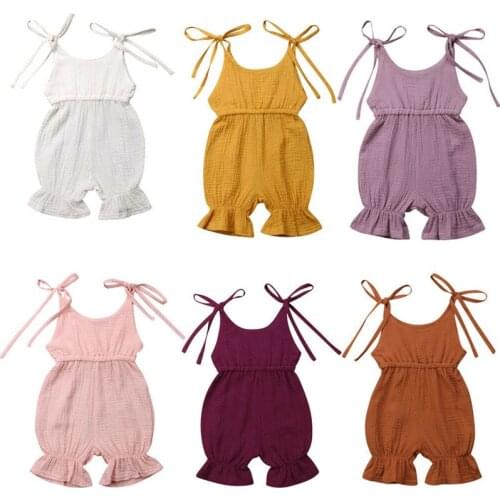 Cute Infant Baby Boy Girl Sling Romper 2019 New Summer Newborn Baby Girl 6 Solid Color Romper Sleeveless Jumpsuit Outfit Sunsuit