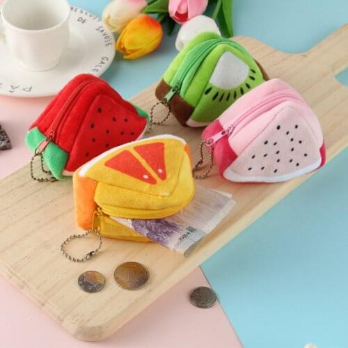 Cartoon childrens holiday gift creative plush three-dimensional triangle fruit coin purse coin bag key bag ornaments