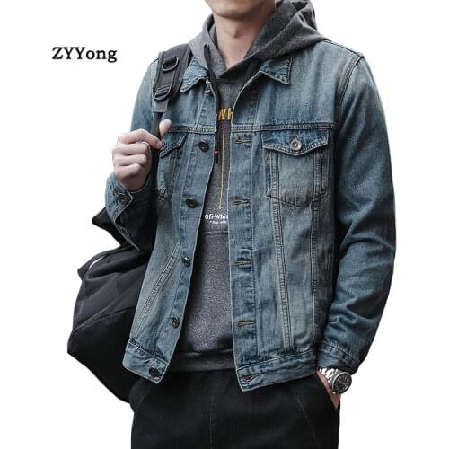 Autumn European Style Hip Hop Streetwear Bomber Pilot Black Gray Blue Denim Jacket Men Jean Coat Motorcycle Casual Clothing