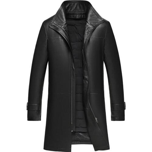 Genuine Leather Men Winter Down Coat Real Mink Fur Collar Coats Plus Size 5XL Jacket Jaqueta De Couro 17727 ZL379