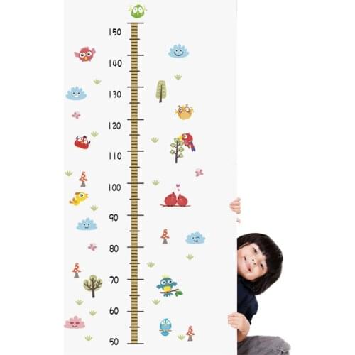 Grow Up With Lovely Animals Height Measure Wall Stickers For Kids Room Decoration Owlets Safari Mural Art Diy Pvc Home Decals