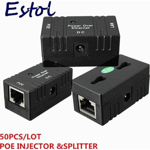 Wholesale 50 pcs/lot RJ45 Connector POE Injector Power over Ethernet Adapter For IP Camera,Phone CCTV AP power supply