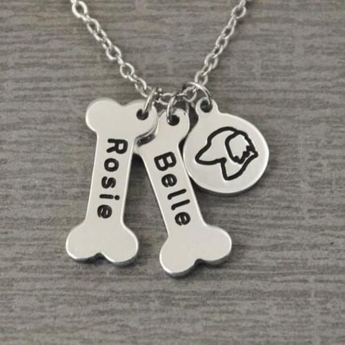 Dog Necklace,Personalized Dachshund Dog Necklace,Custom Engraved Name Bone Pendant Charm,Gift for Her