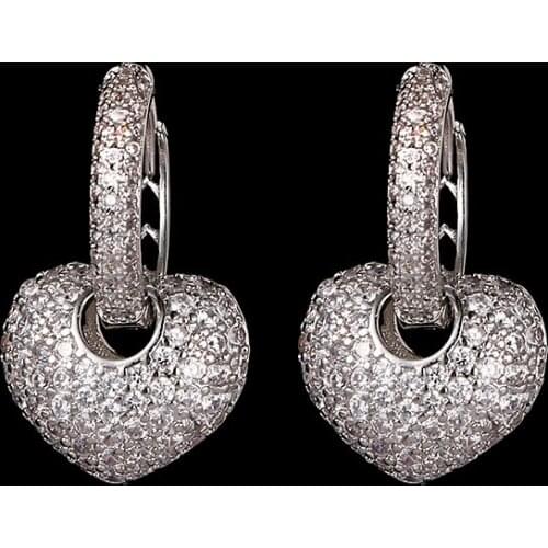 Ramos Luxury Heart Shape Earrings Pave Setting with AAA Cubic Zirconia Wedding Earring Earrings for Women Jewelry Brincos
