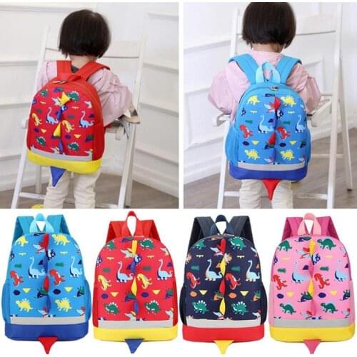 Cartoon Dinosaur Toddler Kid Baby Backpack with Anti-lost Rope Safe Kindergarten School Bags Breathable Mesh Children Backpacks
