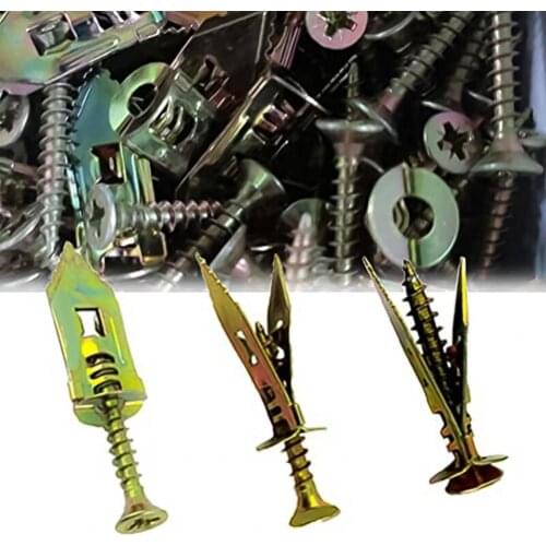 100Pcs Self Tapping Screws Convenient Metal Quick Installation Self-drilling Expansion Anchors Reusable Hardware Kit for Home