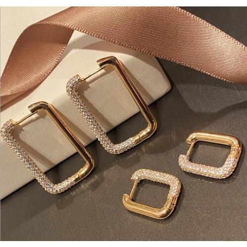 White rectangular geometric earrings female simple wild women mosaic gold rectangular geometric ins earrings