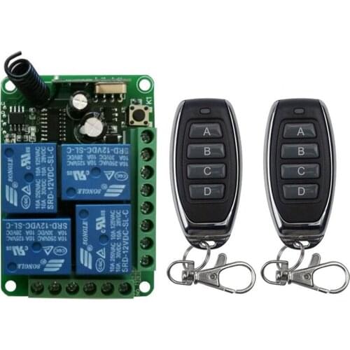 Smart Multiple DC 12V 24V 10A 315/433 MHz 4CH 4 CH Wireless Relay RF Remote Control Switch Receiver+ 4 Button Transmitter