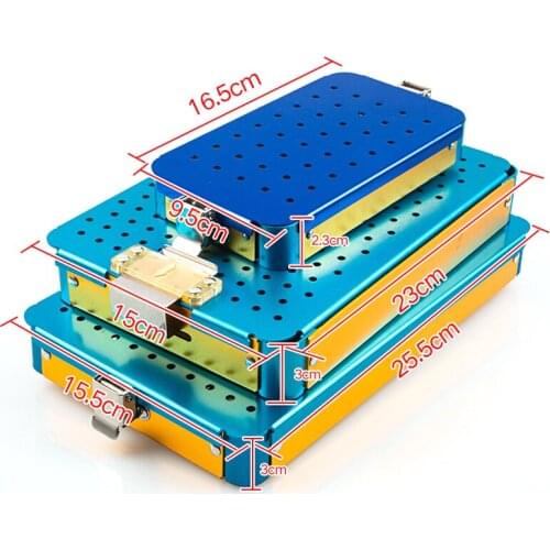 Aluminium alloy sterilization tray case dental Disinfection box opthalmic surgical instrument23x15x3cm