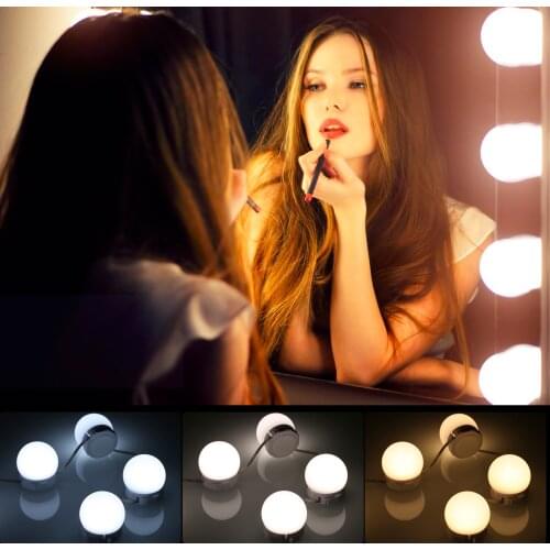 3Color LEDs Vanity Mirror Lights Kit with 10 Light Bulbs Dimmable 10Brightness Level USB Mirror String Light for Makeup Dressing